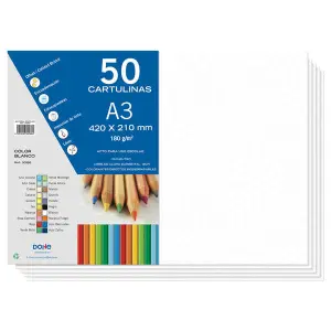 Dohe Pack de 50 Cartulinas A3 180gr PH Neutro Libres de Cloro Color Blanco