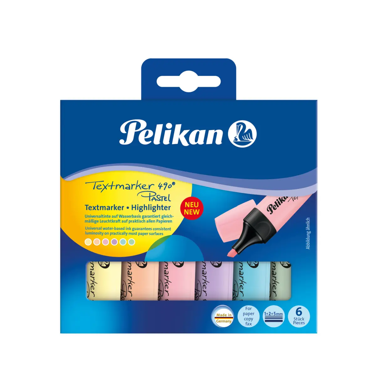 Pelikan Textmarker 490 Pack de 6 Marcadores Fluorescentes Pastel Ergonomicos