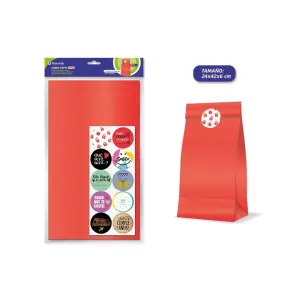 Bismark Pack de 10 Sobres Papel Kraft 50g con 10 Pegatinas - 24x42x6cm - Color Rojo