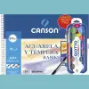 Canson Bloc Acuarela y Témpera Basik Espiral 10 Hojas 370g 23x32,5cm con Pincel Gratis