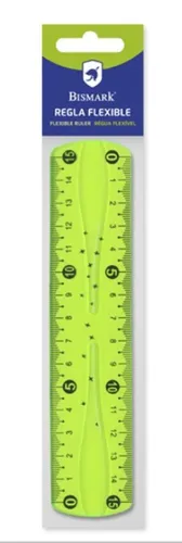 Bismark Regla Flexible 15Cm - Fabricada En Pvc - Ideal Para Colegio - Colores Rosa Y Verde Aleatorios