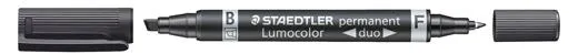 Staedtler Marcador Permanente Dúo Lumocolor 348 B Doble Punta Fina/Biselada Negro