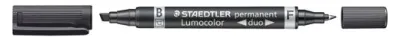 Staedtler Marcador Permanente Dúo Lumocolor 348 B Doble Punta Fina/Biselada Negro