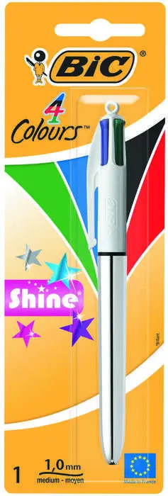 Bic Bolígrafo Retráctil 4 Colores - Punta Media 1.0mm - Tinta a Base de Aceite