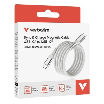 Verbatim Cable Magnético USB-C a USB-C 100W 1.20 M Gris