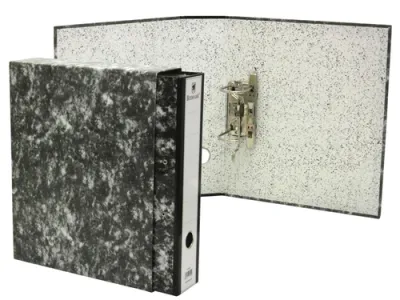 Bismark Archivador A-Z Jaspeado Folio Con Funda - Lomo 75Mm - Carton Forrado - Tarjetero En El Lomo - Mecanismo De Palanca - Color Negro Jaspeado