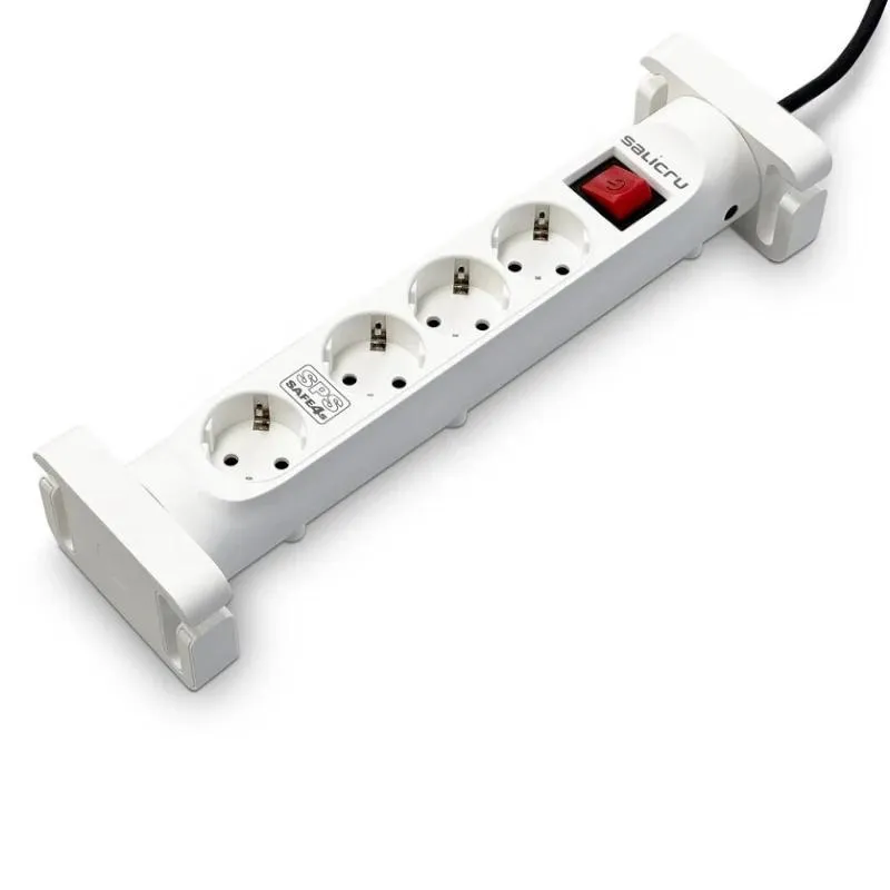 Salicru Regleta SPS SAFE 4S - Protectores Eléctricos Activos - 4 Tomas Schuko - Blanco