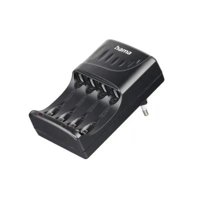 Hama Cargador Recargable AA y AAA con Luz LED y Protección de Sobrecarga - Negro
