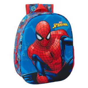 Safta Mochila 3D Spider-Man 8.64L con Portabotellas y Hombreras Acolchadas 27x33x10cm Rojo y Azul