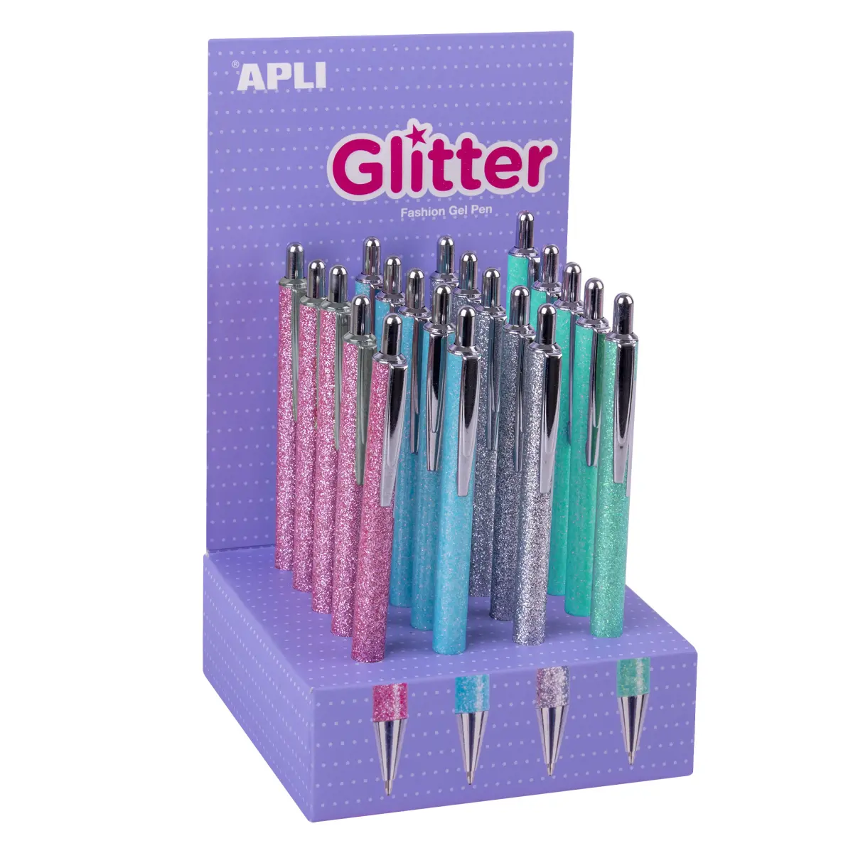 Apli Expositor De 20 Bolígrafos De Metal Con Tinta De Aceite - Punta 1mm - Colores Surtidos