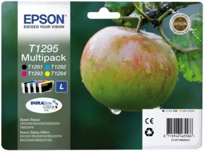 Epson Tinta BK/C/M/Y para Stylus SX420W/SX425W/SX525WD/SX620FW y Office BX305F/BX525WD (Pack 4 Colores)