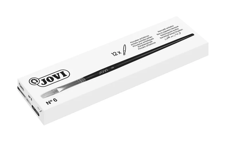 Jovi Pinceles Artisticos Planos Pelo De Cerda Nº 6 - Pelo Natural - Mango De Madera - Punta Plana - Pelo Duro - Color Varios