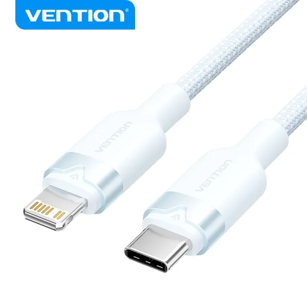 Vention Cable De Carga Usb-C/Lightning - Aluminio Trenzado - 480Mbps - 3A - 27W Max - 2M - Color Azul