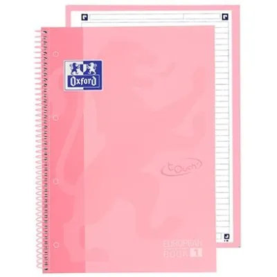 Oxford Cuaderno Touch Europeanbook 1 Write & Erase 80H A4+ Microperforado Pack 5 Ud Flamingo Pastel