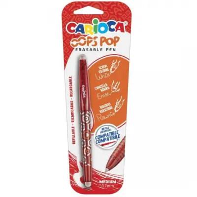 Carioca Oops Bolígrafo Borrable Tinta Termo Sensible 0.7mm Color Rojo