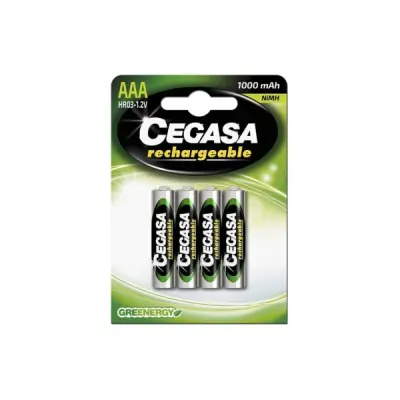 Cegasa Pack de 4 Pilas Recargables AAA HR03 1000mAh