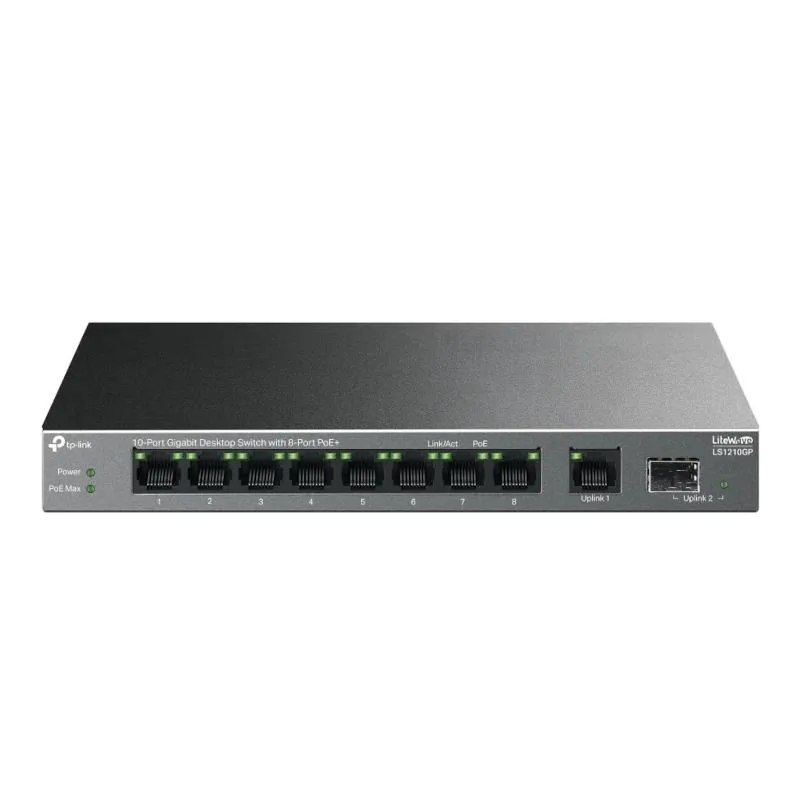TP-Link LiteWave LS1210GP Switch No Gestionable 8 Puertos PoE+ Gigabit SFP Metal