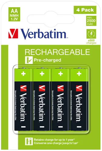 Verbatim Pilas Alcalinas Recargables AA HR06 Pack 4 Uds