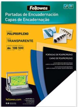 Fellowes Pack De 100 Portadas De Polipropileno A4 - 500 Micras - Acabado De Calidad - Color Transparente