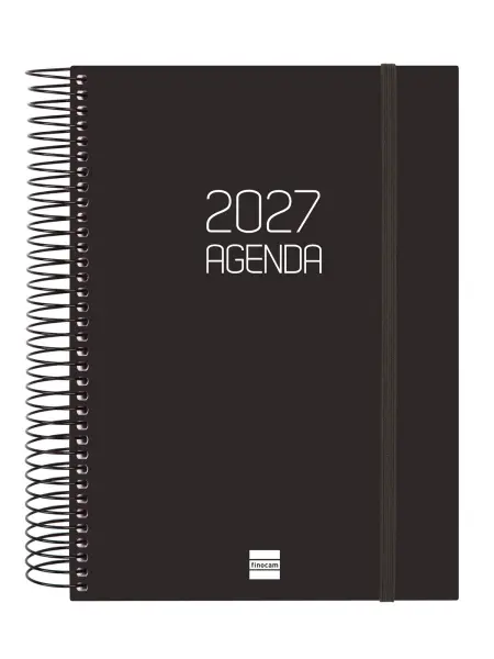 Finocam Agenda Espiral Basics Opaque Anual 2027 1 Día por Página E10 155x212mm Negra