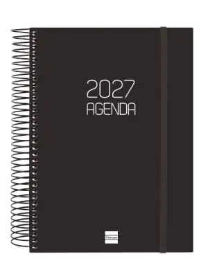 Finocam Agenda Espiral Basics Opaque Anual 2027 1 Día por Página E10 155x212mm Negra