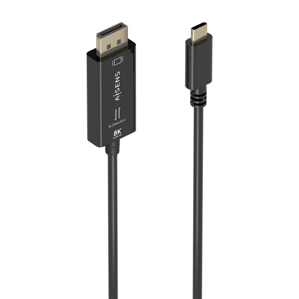 Aisens Cable Conversor Bidireccional Usb-C A Displayport 8K@60Hz - Usb-C/M-Dp/M - 1.8M - Color Negro