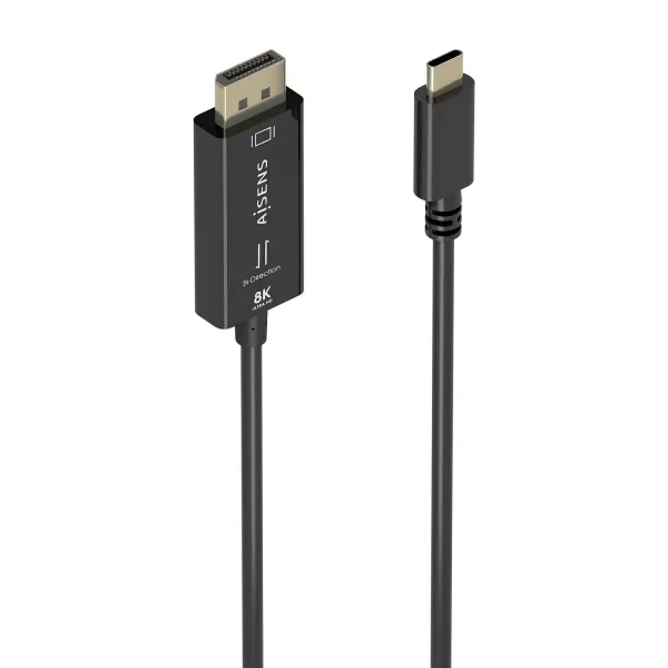 Aisens Cable Conversor Bidireccional Usb-C A Displayport 8K@60Hz - Usb-C/M-Dp/M - 1.8M - Color Negro