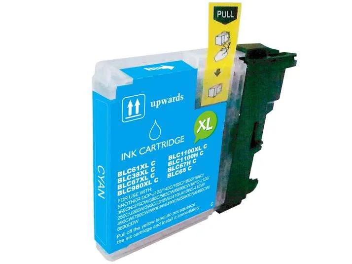 Bulk - Brother Lc980Xl/Lc1100Xl/Lc985Xl Cyan Cartucho De Tinta Generico - Reemplaza Lc980C/Lc1100C/Lc985C