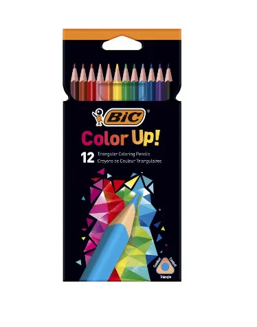 Bic Intensity Color Up Caja De 12 Lapices Triangulares De Colores Surtidos - Fabricados En Resina - Mina Ultraresistente De 3.20Mm