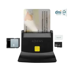 Aisens Lector De Tarjetas Inteligente DNI USB-C Con Lector De Tarjetas SIM, SD, MicroSD, MMC