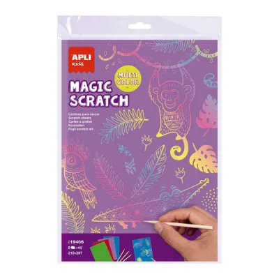 Apli Magic Scratch Colores Pack de 8 Laminas para Rascar 210 x 297mm