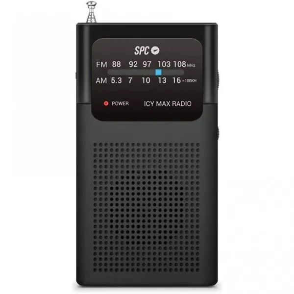 Spc Icy Max Radio Portatil Analogica Fm/Am - Entrada Jack 3.5Mm - Antena Telescopica - Alimentacion Con Pilas - Color Negro