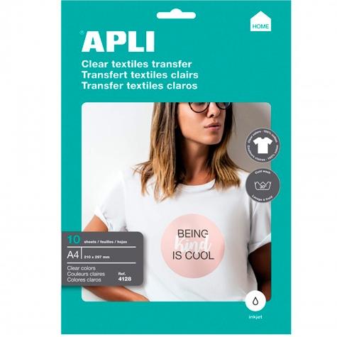 Apli Papel Transfer A4 Prendas Blancas Inkjet Paquete 10H