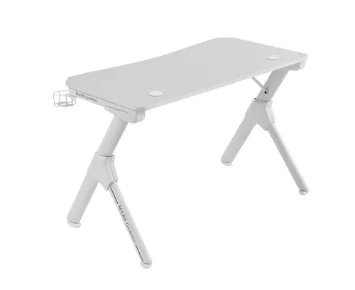 Mesa Mars Gaming Mgd White Chasis De Acero Tablero 110X60Cm Altura 74Cm Con Diseño De Fibra De Carbono Con Guias Y Soportes