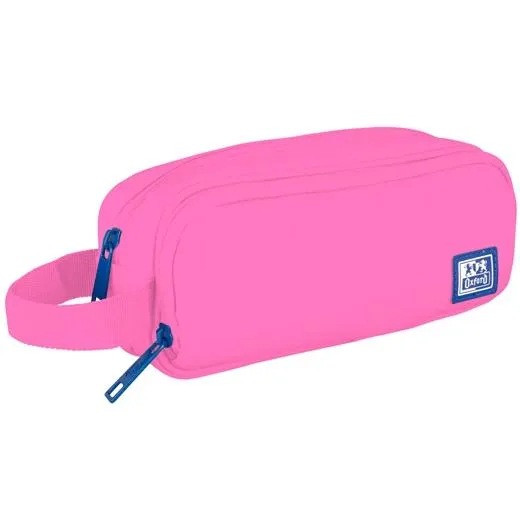 Oxford Estuche Portatodo Rosa - 3 Compartimentos - Asa Lateral - Material Reciclado