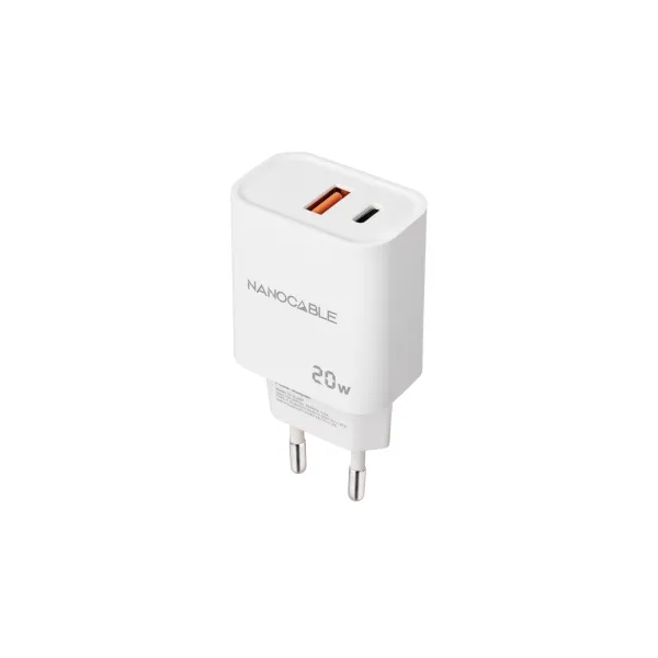 Nanocable Cargador De Pared Usb-C/Pd + Usb-A/Qc 20W - Color Blanco