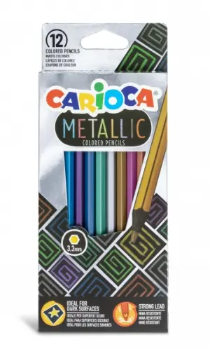 Carioca Pack de 12 Lápices Hexagonales Metálicos - Colores Cubrientes, Mina Ø 3.3mm