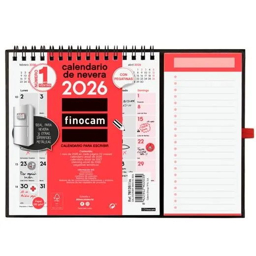 Finocam Calendario Con Imán Para Escribir Xs-140X150Mm Mv Neutro 2026