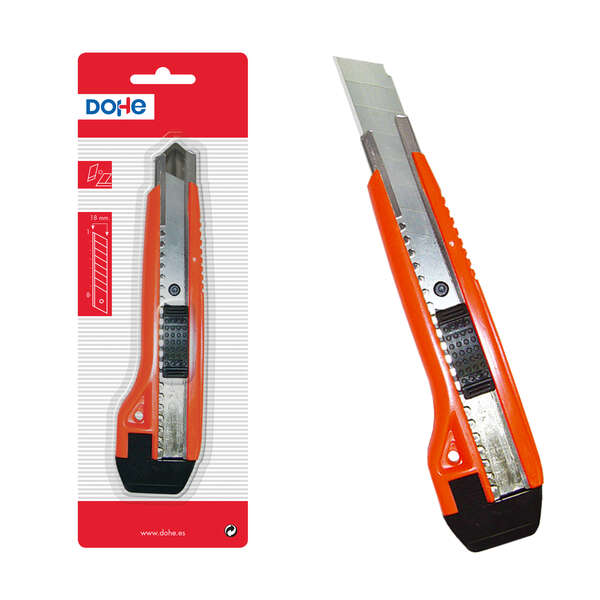 Dohe Cutter De Plastico Resistente - Cuchillas Tronzables De Acero - Sistema De Bloqueo De Cuchilla - Con Guia Metalica