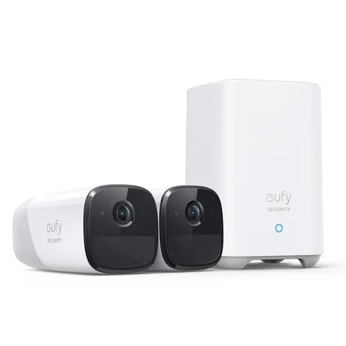 Eufy Camaras De Vigilancia Eufycam 2 Pro, 2K Cámara Ip Exterior, 365 Días De Batería, Compatible Con Homekit, Protección Ip67, Visión Nocturna, Juego De 2 Cámaras, Sin Tarifa Mensual
