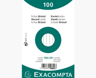 Exacompta Paquete 100 Fichas Cartulina Bristol Retractil Linea Horizontal Sin Taladro 100X150Mm Blanco
