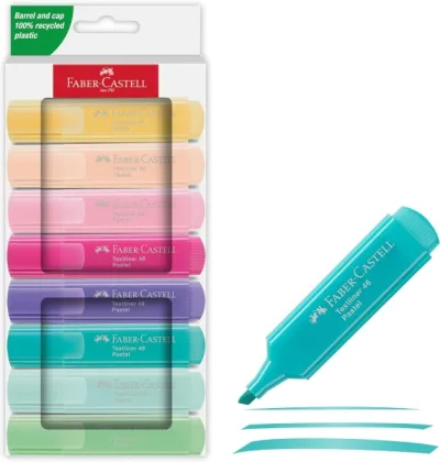 Faber-Castell Textliner 46 Pastel Pack de 8 Marcadores Fluorescentes Punta Biselada