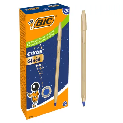 Bic Cristal Glace Bolígrafo de Bola Oro Mate 1mm Punta Redonda Tinta Azul