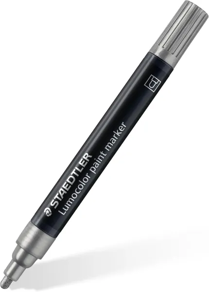 Staedtler Lumocolor 349 Marcador Acrilico Permanente - Trazo 2.4 Mm Aprox - Tinta Base De Agua - Color Plata
