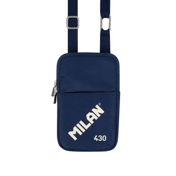 Milan Bolso Pequeño Bandolera 19x2.3x12.8cm Cierre Cremallera Mosquetón Aluminio Azul Marino