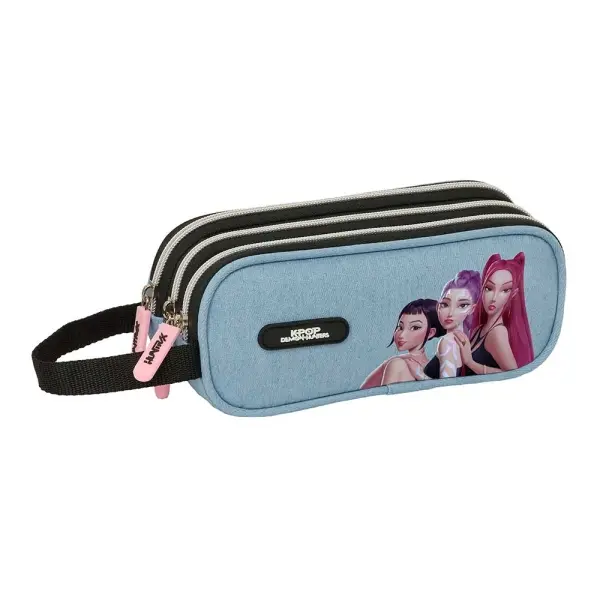 Safta Portatodo K-Pop Demon Hunters Huntr/X - 3 Compartimentos - 21x8.5x7cm - Azul Claro