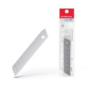 ErichKrause Pack de 10 Cuchillas de Acero Segmentado 18mm x 0.5mm Afilado Doble Cara