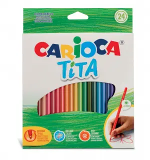 Carioca Tita Pack de 24 Lápices de Resina Hexagonales Lavables y Brillantes