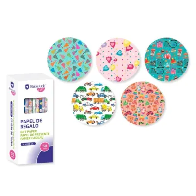 Bismark Rollo de Papel Regalo 70cm x 200cm - 5 Diseños Diferentes