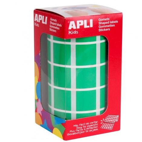 Apli Gomets Cuadrados 20Mm Rollo Verde -Rollo 1770 Unidades-